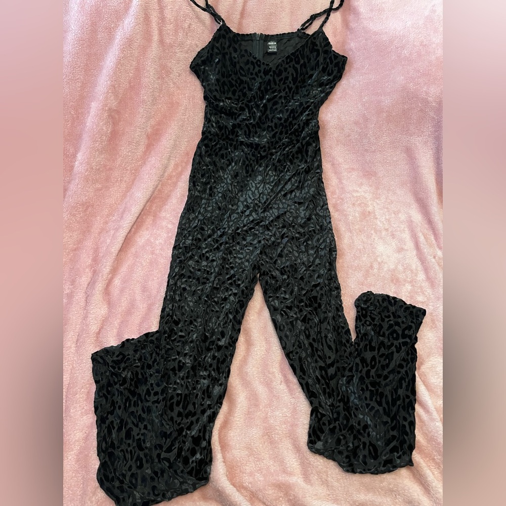 SHEIN Black Leopard Jumpsuit